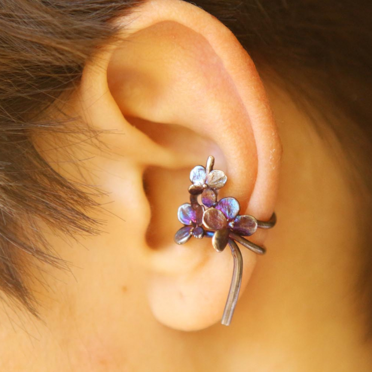 Cuff in silver, Hydrangea, фото 1